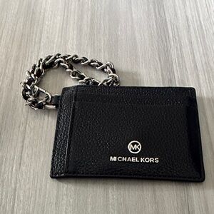 Michael Kors Black Card Holder with Chain